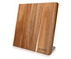 Navaris Soporte magnético para Cuchillos - Bloque magnético de Acacia para Utensilios de Cocina - Base magnética de Madera para Cuchillo de Damasco