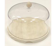 Fackelmann Quesera con Tapa, Madera, Mar Natural/Transparente, Ã23.5 x 15 cm