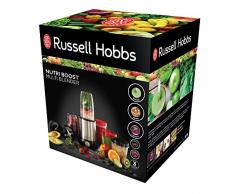 Russell Hobbs NutriBoost - Batidora de Vaso Individual (700 W, libre de BPA, Inox y Negro, 15 piezas) - ref. 23180-56