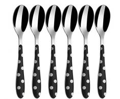 Bugatti PSAA-014F08/6 - Juego de 6 cucharas de café (plástico y Acero, 16 x 20 x 3 cm), diseño de Lunares, Color Blanco y Negro