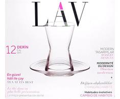 12 Piezas Juegos de Vidrio de Vasos de Té Moderno Diseño Turco CAY BARDAGI Trae Taza y Plato LAV