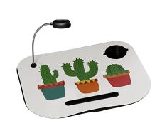 DRW Bandeja Ordenador Acolchada con lámpara led Cactus