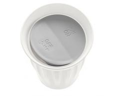 Koziol 3586100 Coffee Click To Go-Vaso de café para Llevar, Porcelana/plástico, Color Blanco, Gris y 7,3 x 7,3 x 11,4 cm, 350 ML