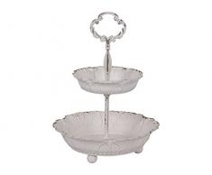 Bandeja con Varios Pisos, Estilo Antiguo, 2 Pisos, Metal, Color Blanco
