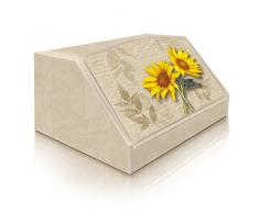 Lupia Caja para Pan, Estilo rústico, diseño de 2 Girasoles, en Madera, 30 x 40 x 20 cm