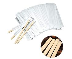 100 piezas de palitos de café de madera desechables para agitadores de café envueltos individualmente en papel para bebidas de té o café, agitadores de 140 mm