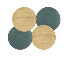 BIOZOYG Set 4to Platos Planos bambú orgánico diseño Natural y Color Gris Petróleo I Redondos Ø 21,5 cm I Vajilla Melamina Ecológica bambú Set Camping Platos Melamina Plato para Pastel