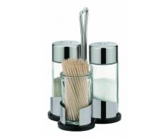 Tescoma 650322 JGO 3PZ Club Brillo Sal,Pimienta Y Palillos, Vidrio, De plástico, Acero Inoxidable, Transparente