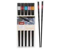 Oumezon - Palillos para Comer (5 Pares, Reutilizables, Lavables, aleación, Palillos Negros para vajilla asiática)
