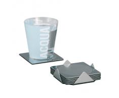 Zeller 27238 Juego de Posavasos, Acero Inoxidable, Gris, 9x9x2.5 cm, 7 Unidades