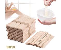 Turbobm Palos de Cera, 50 Piezas de espátula Multiusos de Bricolaje Palos de Cera de Madera Palos Naturales Herramienta de aplicación de depilación Corporal