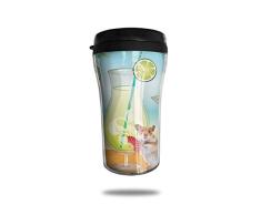 Like-like Caipirinha Beach Tema Viaje Taza de café Taza de vacío portátil Impresa en 3D Taza de té aislada Vasos de Botella de Agua (250 ml)