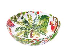 Les Jardins de la Comtesse - Ensaladera Irrompible de Melamina Pura - Monos de Bali - 31 cm - Coral Rojo y Verde - Bol Decorado Dentro y Fuera de la Colección Vajilla Irrompible MelARTmine