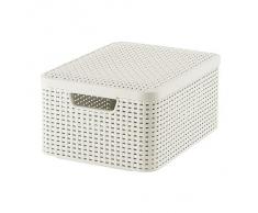 Curver 205848 - Cesta con tapa con efecto mimbre (tamaño mediano, polipropileno)