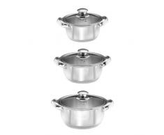 Jürgen Klein King T2252S - Ollas con tapadera (3 piezas, de acero inoxidable, 16, 18 y 20 cm)