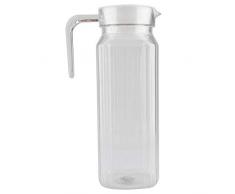 Jarra de acrílico con tapa y asa, estriado, rayado, botella de jugo, cristalería, utensilios para beber, agua helada, dispensador de frío para uso doméstico en la barra(1100ml)