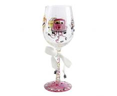 Enesco Lolita copa de vino de cristal, vidrio, multicolor, 8.5 x 8.5 x 22.5 cm