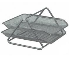 BANDEJA SOBREMESA METALICA Q-CONNECT REJILLA GXA100 GRIS 2 BANDEJAS MOVIBLES -300X185X 350 MM