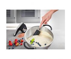 Gefu 14350-Rascador de Masa para Crema y espátula, Accesorio para Hornear, 25 cm, Silicona, Negro, Talla única