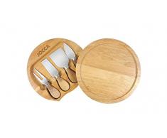 Jocca 5182 Set de Tabla y Cuchillos para Queso, Marrón, 20 cm
