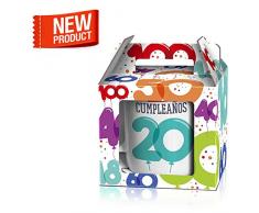 Taza Cerámica para Desayuno en Color Blanco de 300 ml, Un Regalo Original para Aniversarios - "Feliz 20 Cumpleaños"