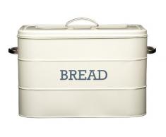 Kitchen Craft Living Nostalgia - Panera de acero, diseño con texto BREAD, color beige