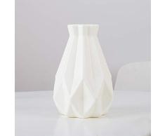 TOPmountain Florero de plástico con Aspecto de cerámica, Florero de Polietileno irrompible para Flores, Centro de Mesa Decorativo para el hogar, Banquete de Boda - Blanco