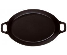 Staub Dish Fuente Ovalada apilable, Hierro Fundido, Negro, 32 cm