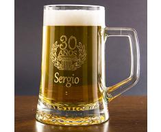 Calledelregalo Regalo Personalizable para cumpleaños: Jarra de Cerveza grabada con el Nombre y la Edad Que tú Quieras