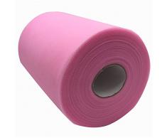Carrete de tela de tul de 15,2 cm x 91,4 m, más de 59 colores disponibles, para caminos de mesa, sillas, lazos, faldas, tutús, costura, manualidades, tela para boda, fiestas, regalos dark pink c108