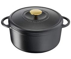 Tefal Heritage Cacerola 21 cm, Hierro Fundido, 3,3 litros, Tapa potenciadora de condensación, retención del Calor, Fuego Lento, guisos, caramelización, Apto para Todo Tipo de cocinas, Cast Iron