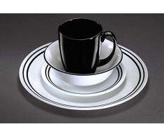 Corelle - Juego de vajilla de 16 piezas, de vidrio Vitrelle resistente a las roturas y las desportilladuras, modelo Brilliant Black Beads, servicio para 4 personas, color negro