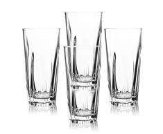 PEYOU Vasos Agua Cristal Plástico Duro (Juego de 4), Vasos de Agua 450 ML, Vasos Acrílico Transparentes [Resistente a Las Roturas,Reutilizable,Lavavajillas] para Té, Café, Whisky y Leche