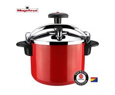 MAGEFESA Castell Olla a presión rápida, fácil Uso, Cuerpo con Recubrimiento cerámico y núcleo de Acero distribuye el Calor rápidamente reteniéndolo más Tiempo, Apta INDUCCIÓN (Rojo, 6L)