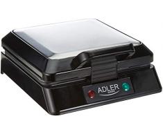 Adler AD3036 Gofrera Profesional para 4 Gofres, 1300W, Libre de BPA, 1300 W, 0 Decibelios, negro