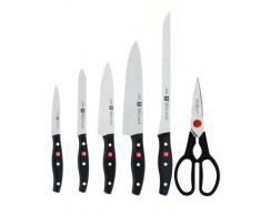 Zwilling TWIN POLLUX - Set de 5 cuchillos y tijera domÃ©stica multiusos, color negro