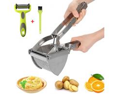 HOTLIKE Machacador de Patatas, 6 PCS Trituradora de Patata de Acero Inoxidable Set, Multifuncional Profesional Prensa Patatas con 3 Discos, Cepillo, Pelador, Potato Ricer para Vegetales, Frutas (B)