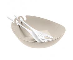 Koziol Shadow Bol de Ensalada con Cubiertos, 3 piezas, Cubiertos, Bol de Servir, Topo con Blanco, 3869103