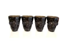Gifts 4 All Occasions Limited SHATCHI-907 - Vasos de chupito con forma de calavera en 3D (4 unidades), color negro