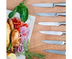 Cecotec Set de 6 Cuchillos Profesionales de Carne con Sierra. Mango y Hoja forjados en una Sola Pieza de Acero. Cuchillos Profesionales de Carne