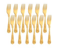 Juego de tenedor de pescado Buyer Star de 12 piezas, juego de cubiertos de acero inoxidable dorado para la cocina y el restaurante en el hogar, vajilla con espejo