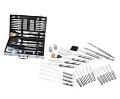 RoseFlower® Utensilios de barbacoa, 24 piezas Juego de Herramientas para BBQ Parrilla Set de Acero Inoxidable - Profesionales Barbacoa Espátula, Pinzas y Tenedor para Backyard BBQ Party, Camping