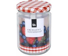 Set de 12 botes de preservar tarro 500 ml tarros de cristal con tapa de tartán rojo, 12 unidades y 12 tapas tamaño mediano