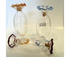 Caramelo para rellenar, garaffa, botella, decantador de vidrio en forma de caramelo vidrio de cristal soplado a boca,con el borde de color, capacidad 0,05 litro, longitud circa 11 cm, diseñado y fabricado por la Oberstdorfer Glashütte