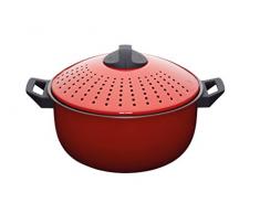KitchenCraft: World of Flavours â Olla Grande para Pasta con Tapa Colador, Color Rojo, 4 Litros