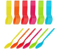 com-four® 48x cuchara de huevo de plástico - cuchara de postre en colores coloridos - 12 cm de largo (48 piezas)