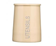 Premier Housewares - Bote para Utensilios de Cocina, Acero Inoxidable esmaltado, cónico, Color Crema