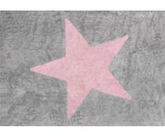 Aratextil Estela Alfombra Infantil, Algodón, Gris y Rosa, 120x160 cm