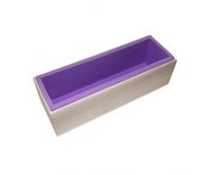 Allforhome - Molde rectangular para jabón (1,24 l), silicona, flexible, con caja de madera