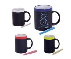 DISOK Lote de 36 Tazas Pizarra de Cerámica Ideales para Desayuno, en Caja de Regalo. Se sirven Surtidas en Colores. Tazas Infantiles para Colorear con tizas, Pinturas. Regalos para Niños y niñas.